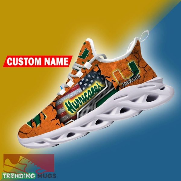 Miami Hurricanes NCAA Sport Sneakers Flag Pattern Max Soul Shoes Personalized - Miami Hurricanes NCAA Sport Sneakers Flag Pattern Max Soul Shoes Personalized Photo 4