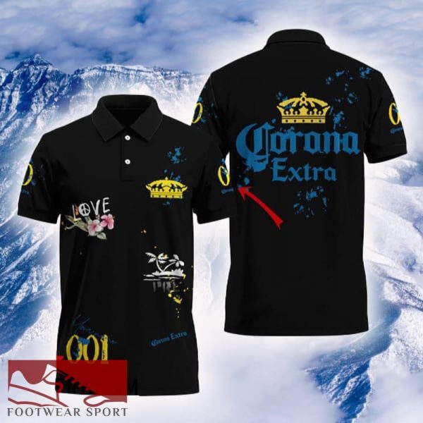 Custom Name Corona Extra Mesh Graphic Polo Shirt Black Color Beer Lovers Gift For Mens AOP - Custom Name Corona Extra Mesh Graphic Polo Shirt Black Color Beer Lovers Gift For Mens AOP