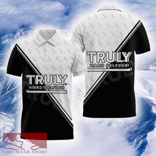 Truly Seltzer and White Diagonal Polo Shirt Black Color Beer Lovers Gift For Mens AOP - Truly Seltzer and White Diagonal Polo Shirt Black Color Beer Lovers Gift For Mens AOP