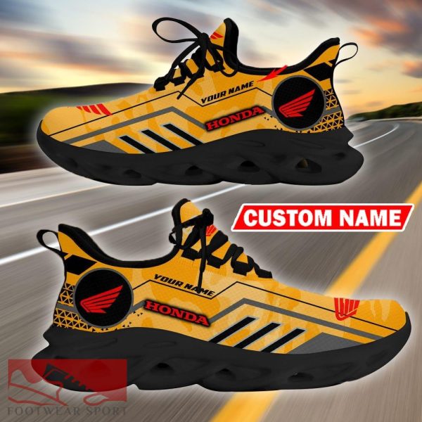 Custom Name Honda Motorcycle Logo Camo Yellow Max Soul Sneakers Racing Car And Motorcycle Chunky Sneakers - Honda Motorcycle Logo Racing Car Tractor Farmer Max Soul Shoes Personalized Photo 2