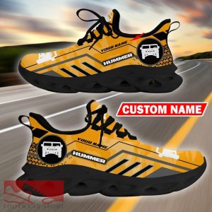 Custom Name Hummer Logo Camo Yellow Max Soul Sneakers Racing Car And Motorcycle Chunky Sneakers - Hummer Logo Racing Car Tractor Farmer Max Soul Shoes Personalized Photo 2