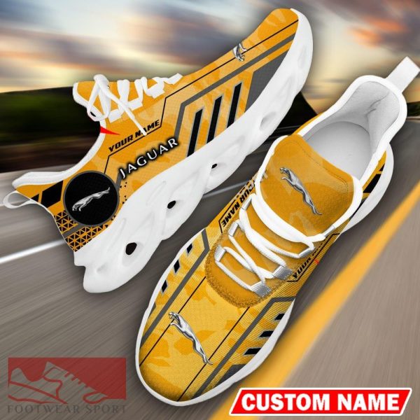 Custom Name Jaguar Logo Camo Yellow Max Soul Sneakers Racing Car And Motorcycle Chunky Sneakers - Jaguar Logo Racing Car Tractor Farmer Max Soul Shoes Personalized Photo 12