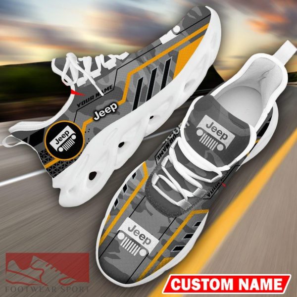 Custom Name Jeep Logo Camo Grey Max Soul Sneakers Racing Car And Motorcycle Chunky Sneakers - Jeep Logo Racing Car Tractor Farmer Max Soul Shoes Personalized Photo 13