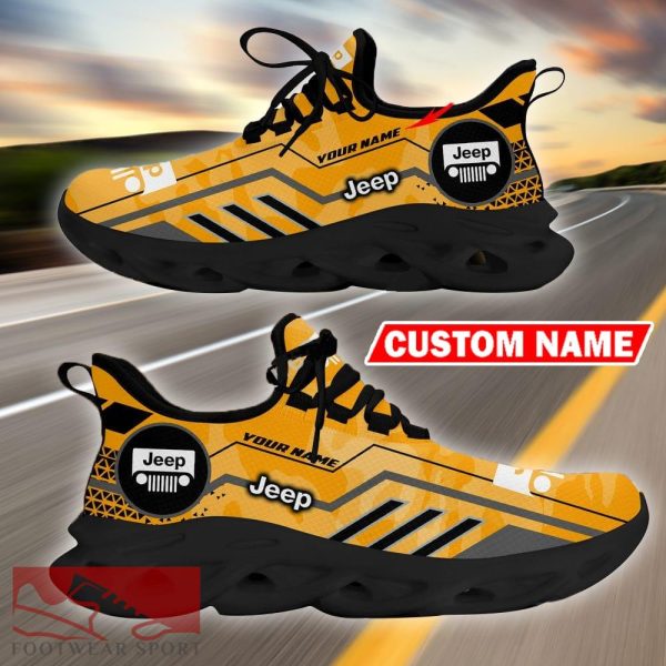 Custom Name Jeep Logo Camo Yellow Max Soul Sneakers Racing Car And Motorcycle Chunky Sneakers - Jeep Logo Racing Car Tractor Farmer Max Soul Shoes Personalized Photo 2
