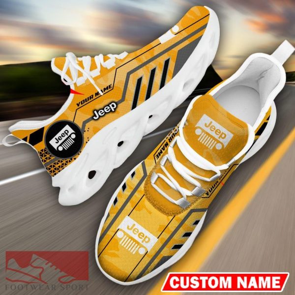 Custom Name Jeep Logo Camo Yellow Max Soul Sneakers Racing Car And Motorcycle Chunky Sneakers - Jeep Logo Racing Car Tractor Farmer Max Soul Shoes Personalized Photo 12