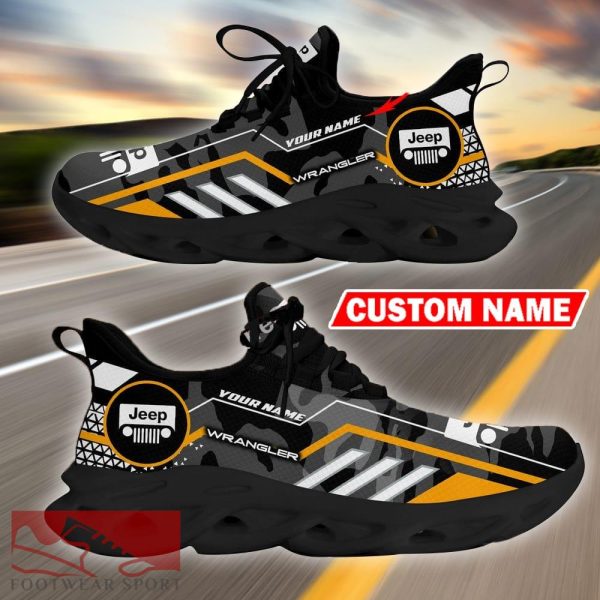 Custom Name Jeep Wrangler Logo Camo Black Max Soul Sneakers Racing Car And Motorcycle Chunky Sneakers - Jeep Wrangler Logo Racing Car Tractor Farmer Max Soul Shoes Personalized Photo 1