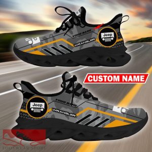 Custom Name Jeep Wrangler Logo Camo Grey Max Soul Sneakers Racing Car And Motorcycle Chunky Sneakers - Jeep Wrangler Logo Racing Car Tractor Farmer Max Soul Shoes Personalized Photo 3