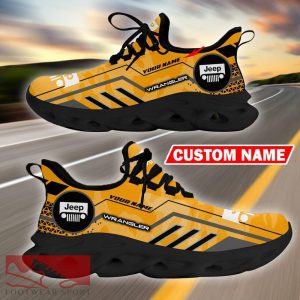 Custom Name Jeep Wrangler Logo Camo Yellow Max Soul Sneakers Racing Car And Motorcycle Chunky Sneakers - Jeep Wrangler Logo Racing Car Tractor Farmer Max Soul Shoes Personalized Photo 2