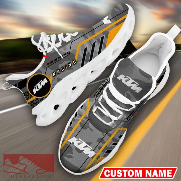 Custom Name KTM Logo Camo Grey Max Soul Sneakers Racing Car And Motorcycle Chunky Sneakers - KTM Logo Racing Car Tractor Farmer Max Soul Shoes Personalized Photo 13