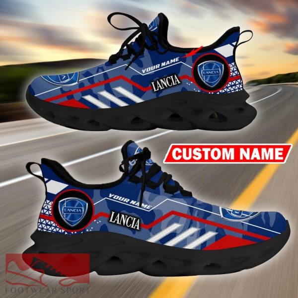 Custom Name Lancia Logo Camo Blue Max Soul Sneakers Racing Car And Motorcycle Chunky Sneakers - Lancia Logo Racing Car Tractor Farmer Max Soul Shoes Personalized Photo 8