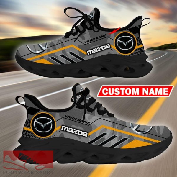 Custom Name Mazda Logo Camo Grey Max Soul Sneakers Racing Car And Motorcycle Chunky Sneakers - Mazda Logo Racing Car Tractor Farmer Max Soul Shoes Personalized Photo 3
