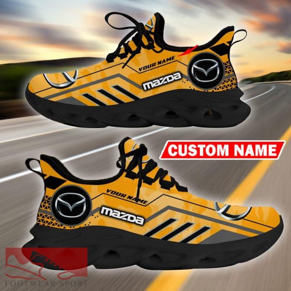 Custom Name Mazda Logo Camo Yellow Max Soul Sneakers Racing Car And Motorcycle Chunky Sneakers - Mazda Logo Racing Car Tractor Farmer Max Soul Shoes Personalized Photo 2